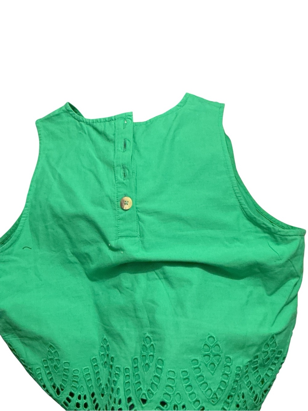Women’s Green Sleeveless Eyelet Hem Top